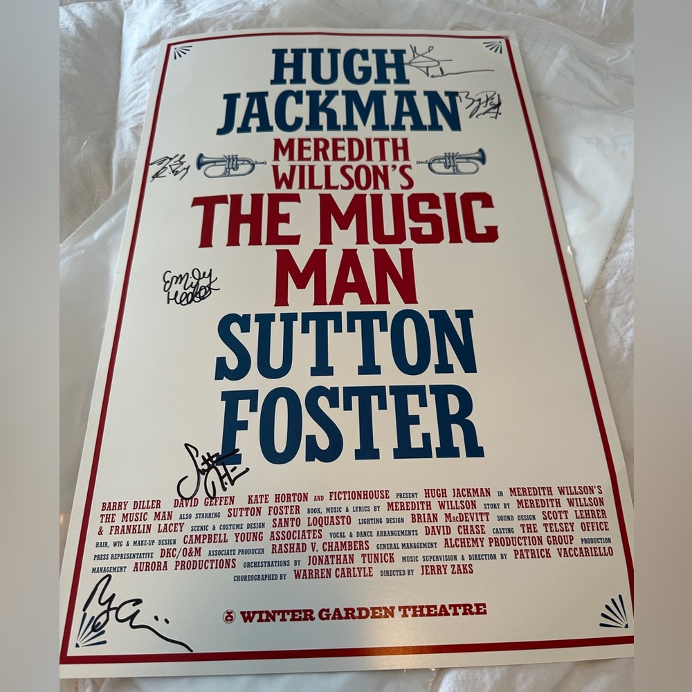 The Music Man Broadway Window Card Poster- Cast Signed